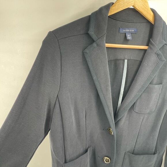 Lands' End Womens Blazer Jacket Nautical Button Pocket Black Size Petite 6 6P - Picture 7 of 9